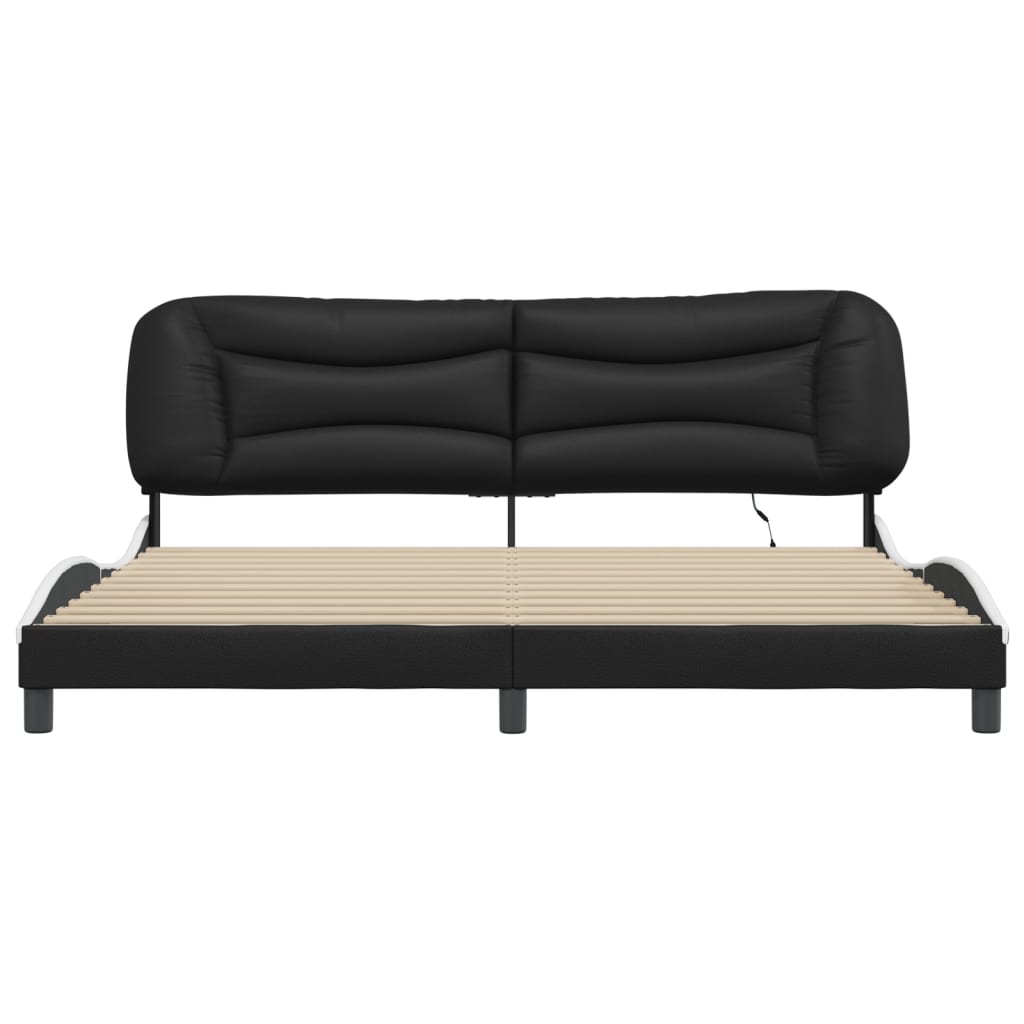 Cadre de lit avec LED sans matelas noir et blanc 200x200 cm - XIOS