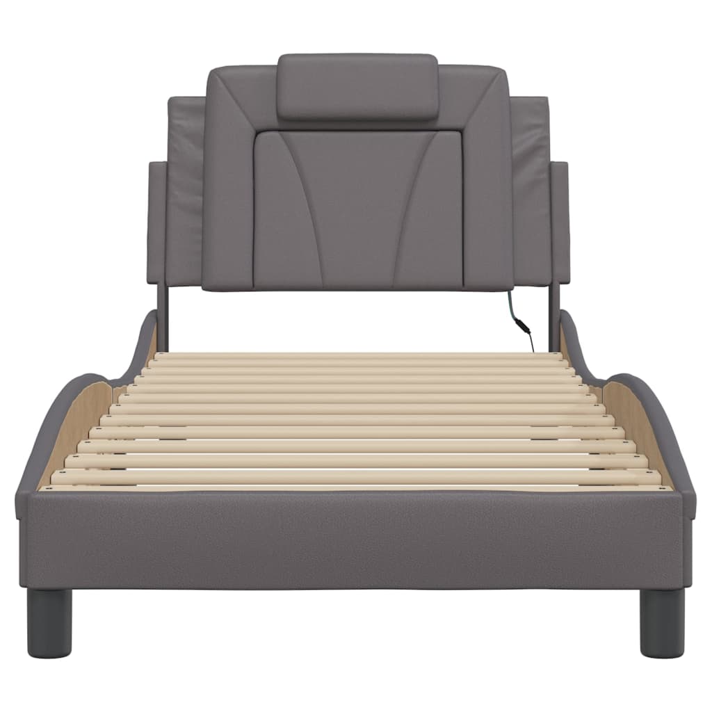 Cadre de lit avec LED sans matelas gris 80x200 cm - XIOS
