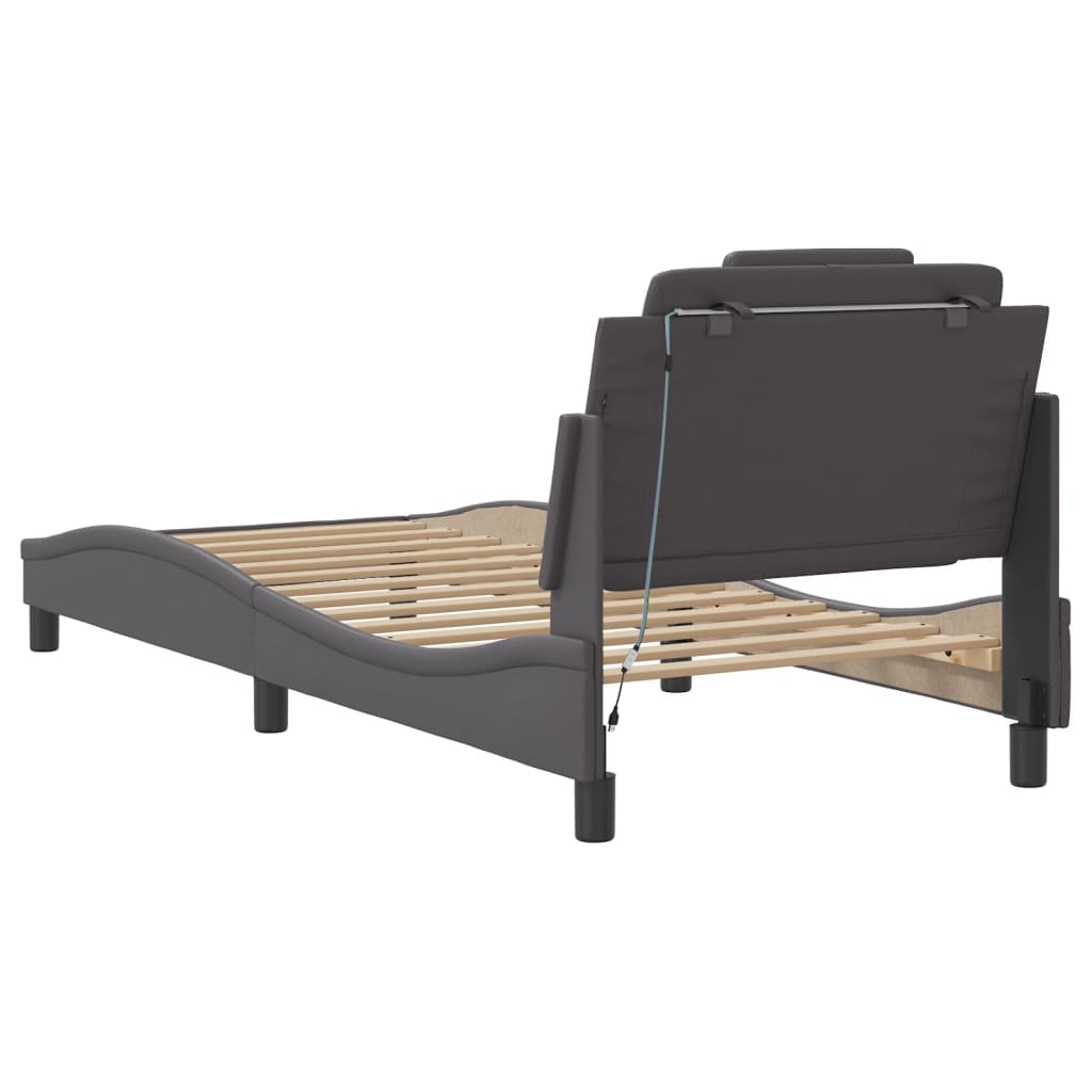 Cadre de lit avec LED sans matelas gris 80x200 cm - XIOS