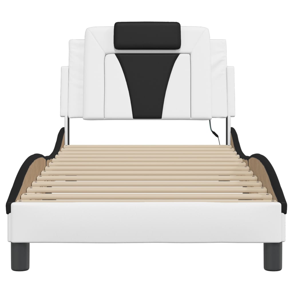 Cadre de lit avec LED sans matelas blanc et noir 80x200 cm - XIOS