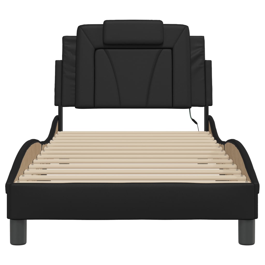 Cadre de lit avec LED sans matelas noir 90x190 cm - XIOS