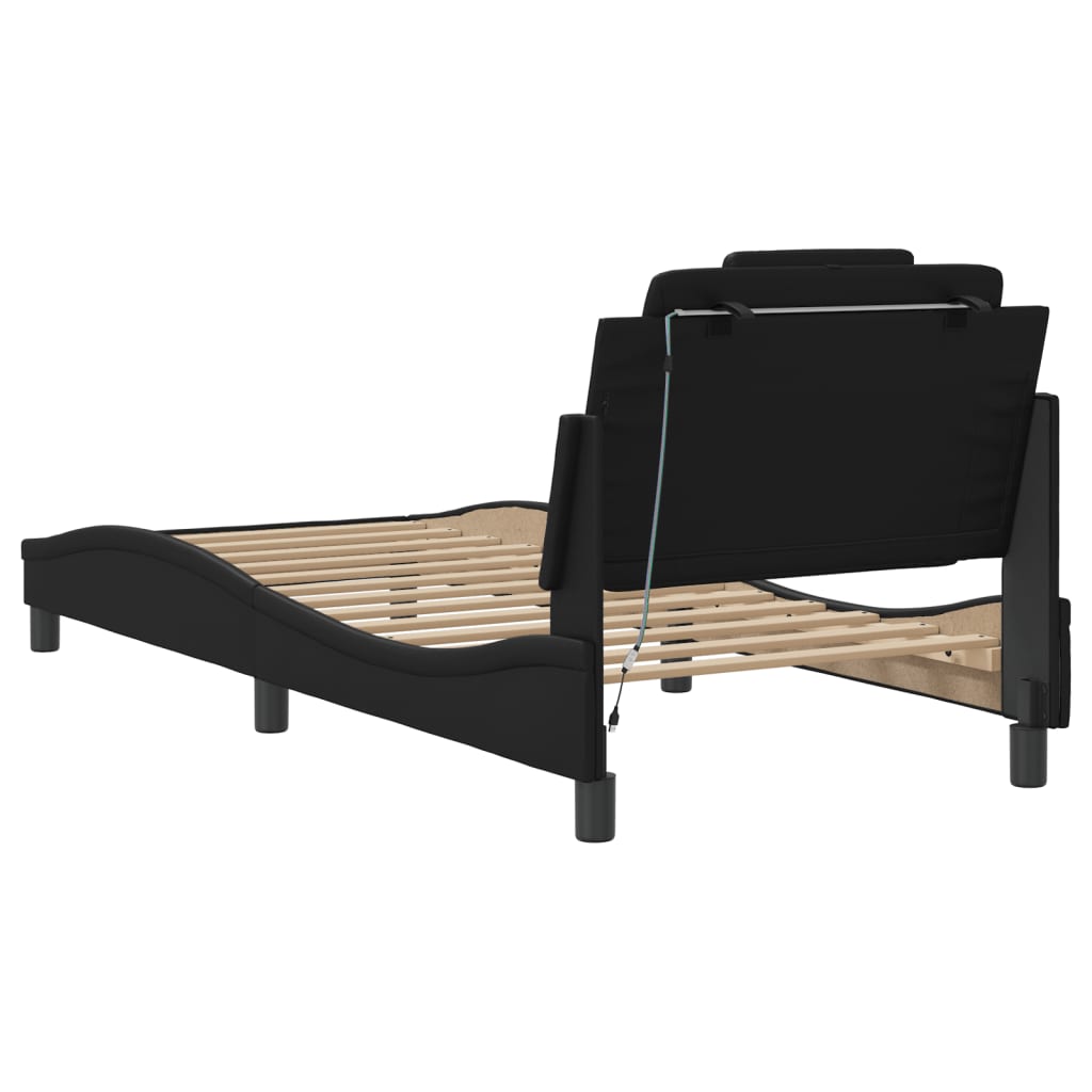 Cadre de lit avec LED sans matelas noir 90x190 cm - XIOS