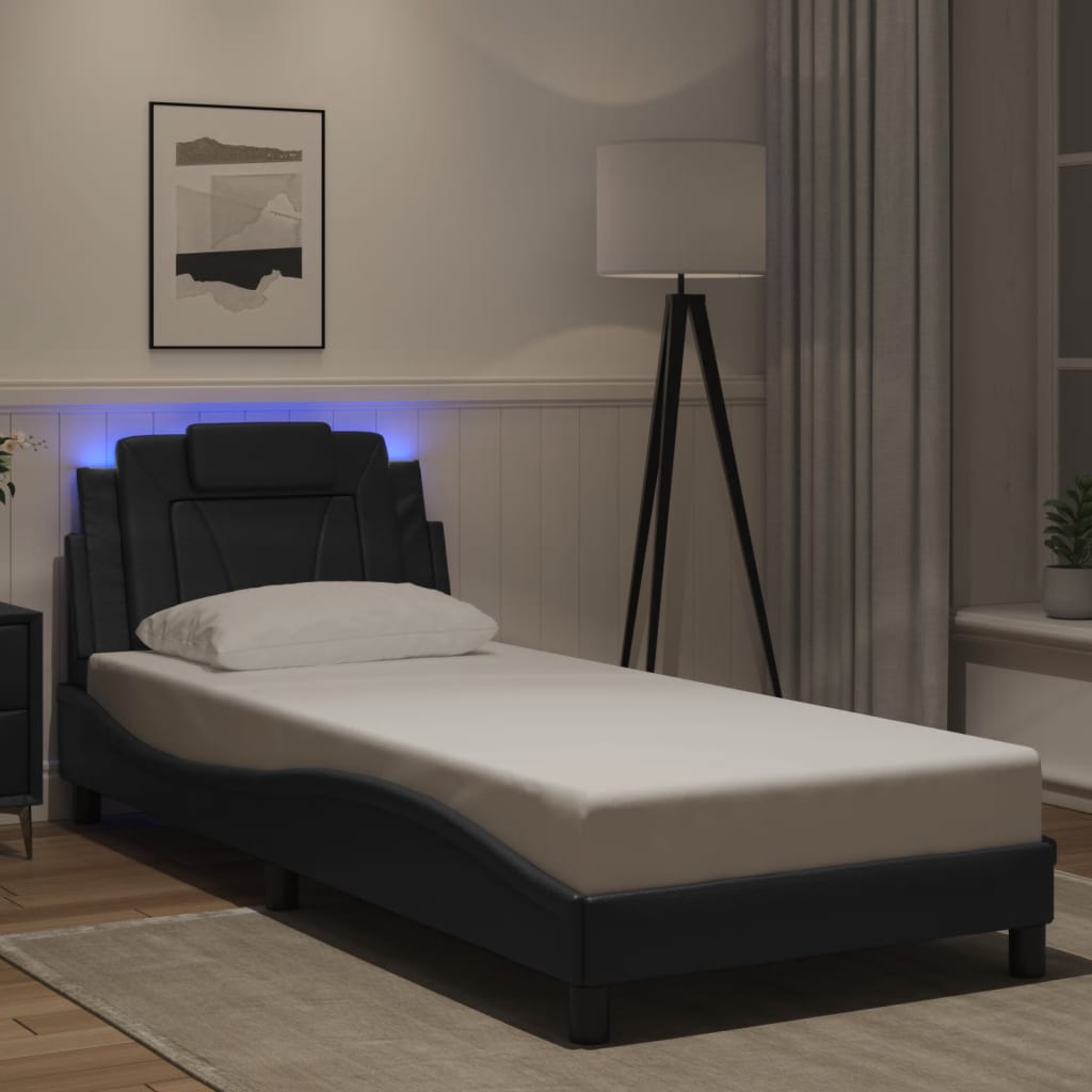 Cadre de lit avec LED sans matelas noir 90x190 cm - XIOS