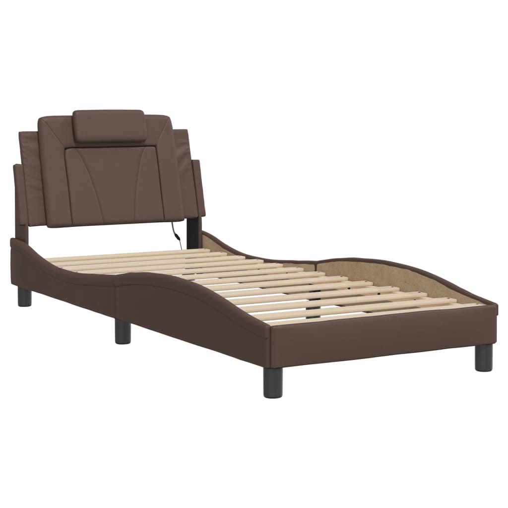 Cadre de lit avec LED sans matelas marron 90x190 cm - XIOS