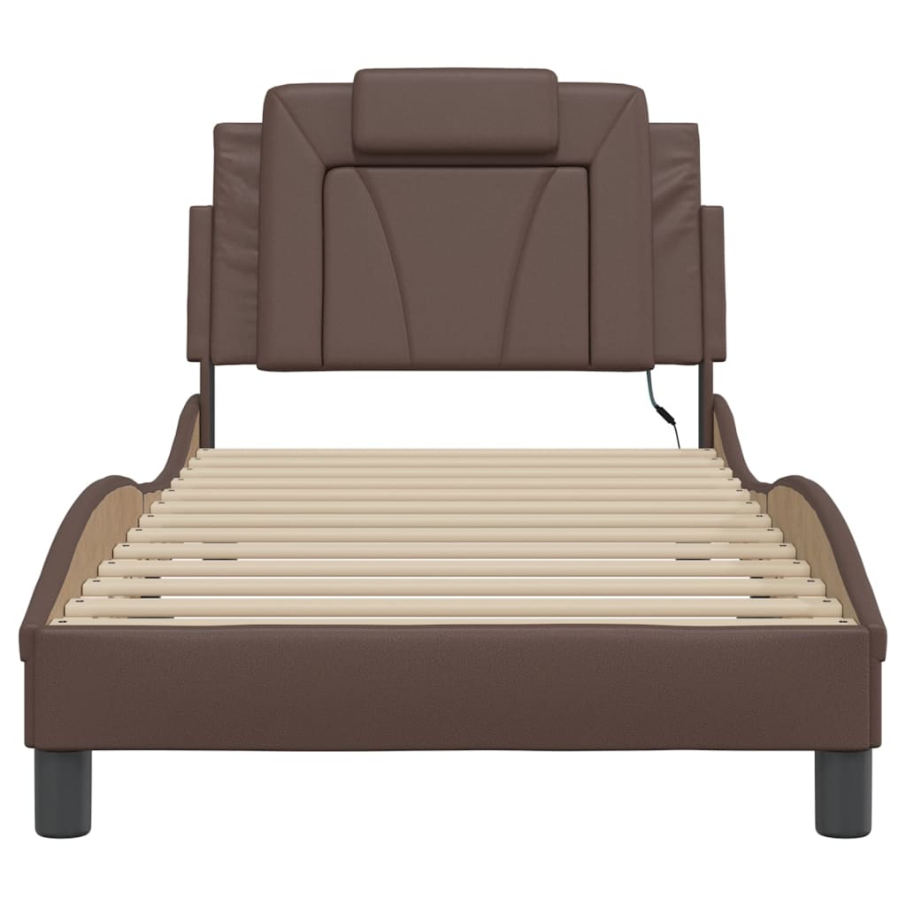 Cadre de lit avec LED sans matelas marron 90x190 cm - XIOS