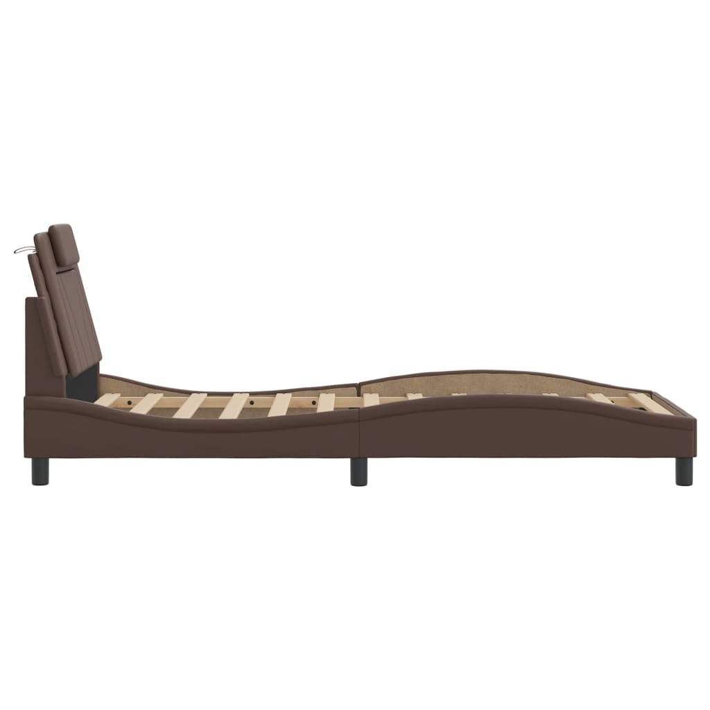 Cadre de lit avec LED sans matelas marron 90x190 cm - XIOS