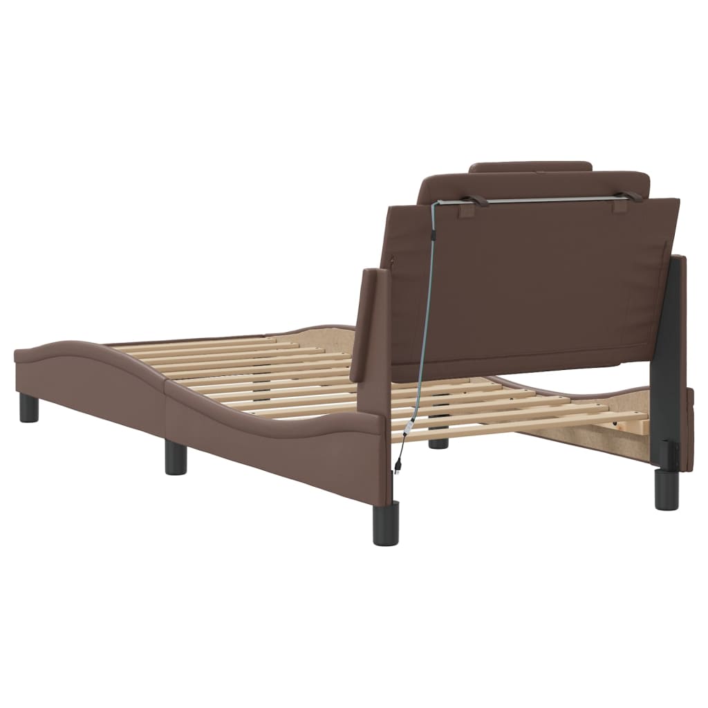 Cadre de lit avec LED sans matelas marron 90x190 cm - XIOS