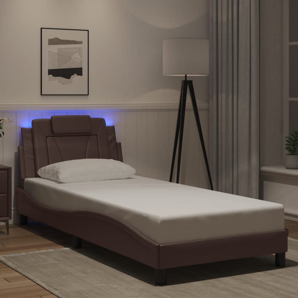 Cadre de lit avec LED sans matelas marron 90x190 cm - XIOS
