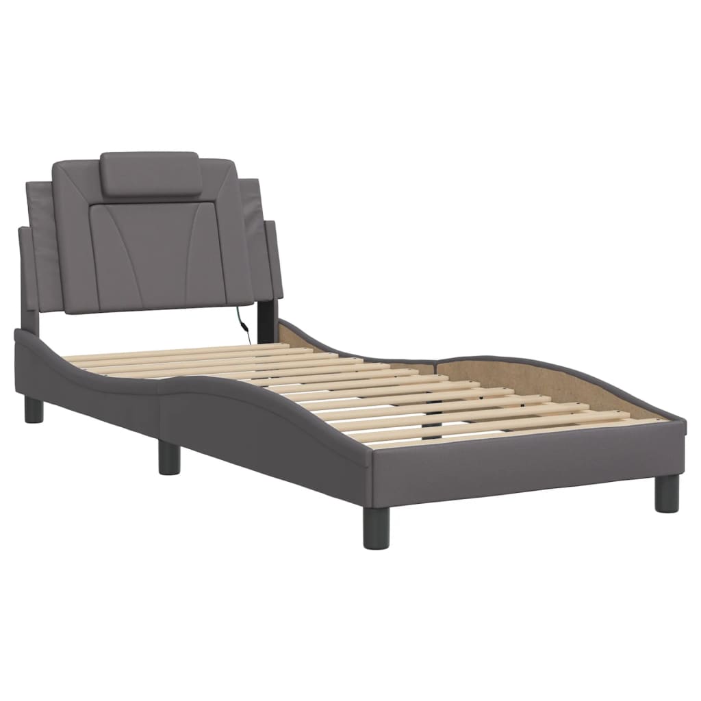 Cadre de lit avec LED sans matelas gris 90x190 cm - XIOS