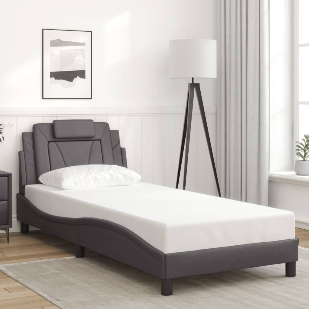 Cadre de lit avec LED sans matelas gris 90x190 cm - XIOS