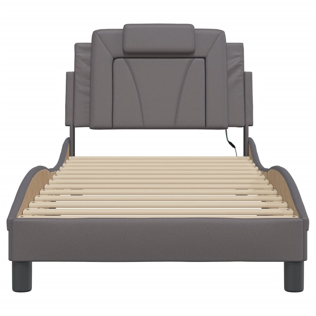 Cadre de lit avec LED sans matelas gris 90x190 cm - XIOS