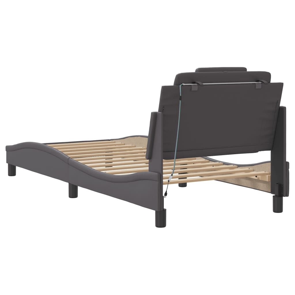 Cadre de lit avec LED sans matelas gris 90x190 cm - XIOS