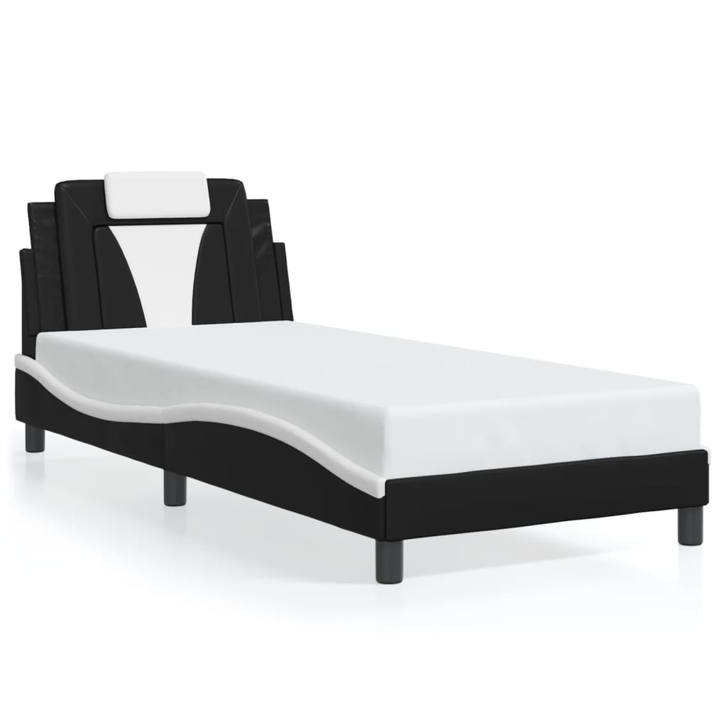 Cadre de lit avec LED sans matelas noir et blanc 90x190 cm - XIOS