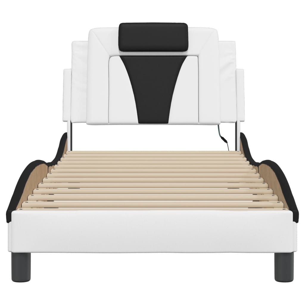 Cadre de lit avec LED sans matelas blanc et noir 90x190 cm - XIOS