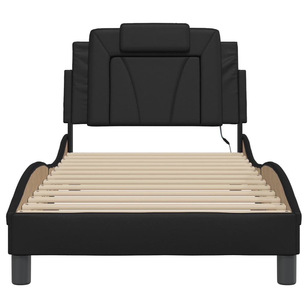 Cadre de lit avec LED sans matelas noir 90x200 cm - XIOS