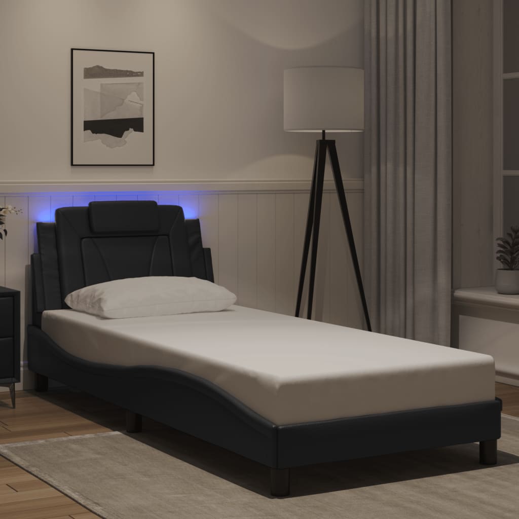 Cadre de lit avec LED sans matelas noir 90x200 cm - XIOS