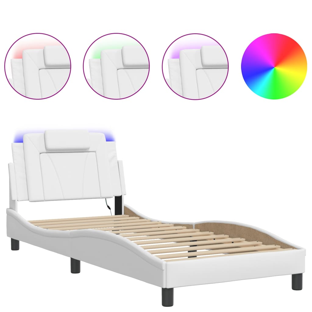 Cadre de lit avec LED sans matelas blanc 90x200 cm - XIOS