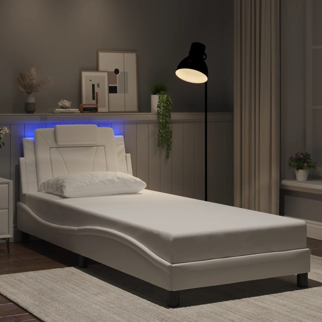 Cadre de lit avec LED sans matelas blanc 90x200 cm - XIOS