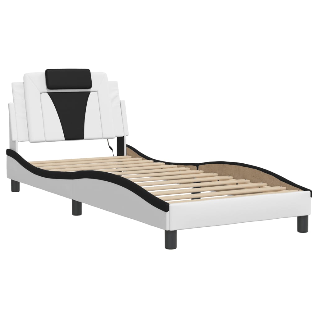 Cadre de lit avec LED sans matelas blanc et noir 90x200 cm - XIOS