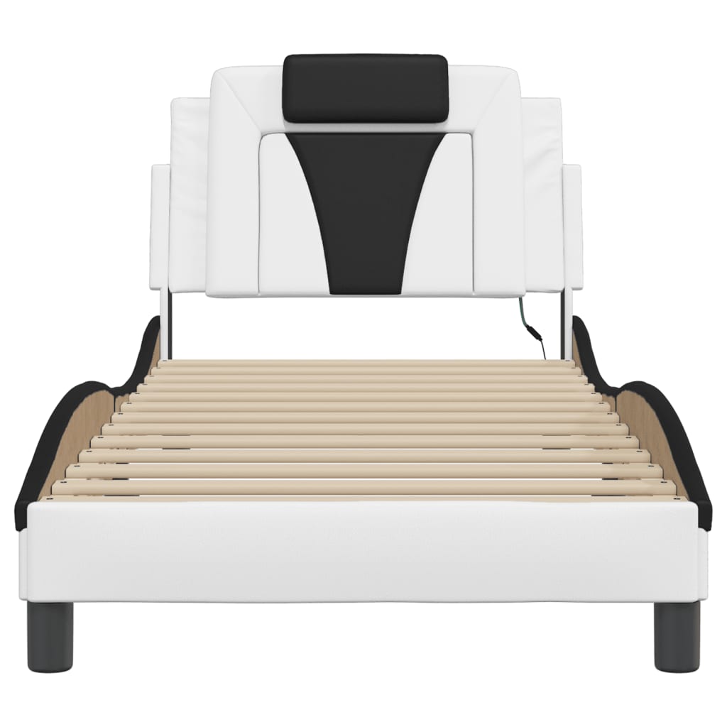 Cadre de lit avec LED sans matelas blanc et noir 90x200 cm - XIOS