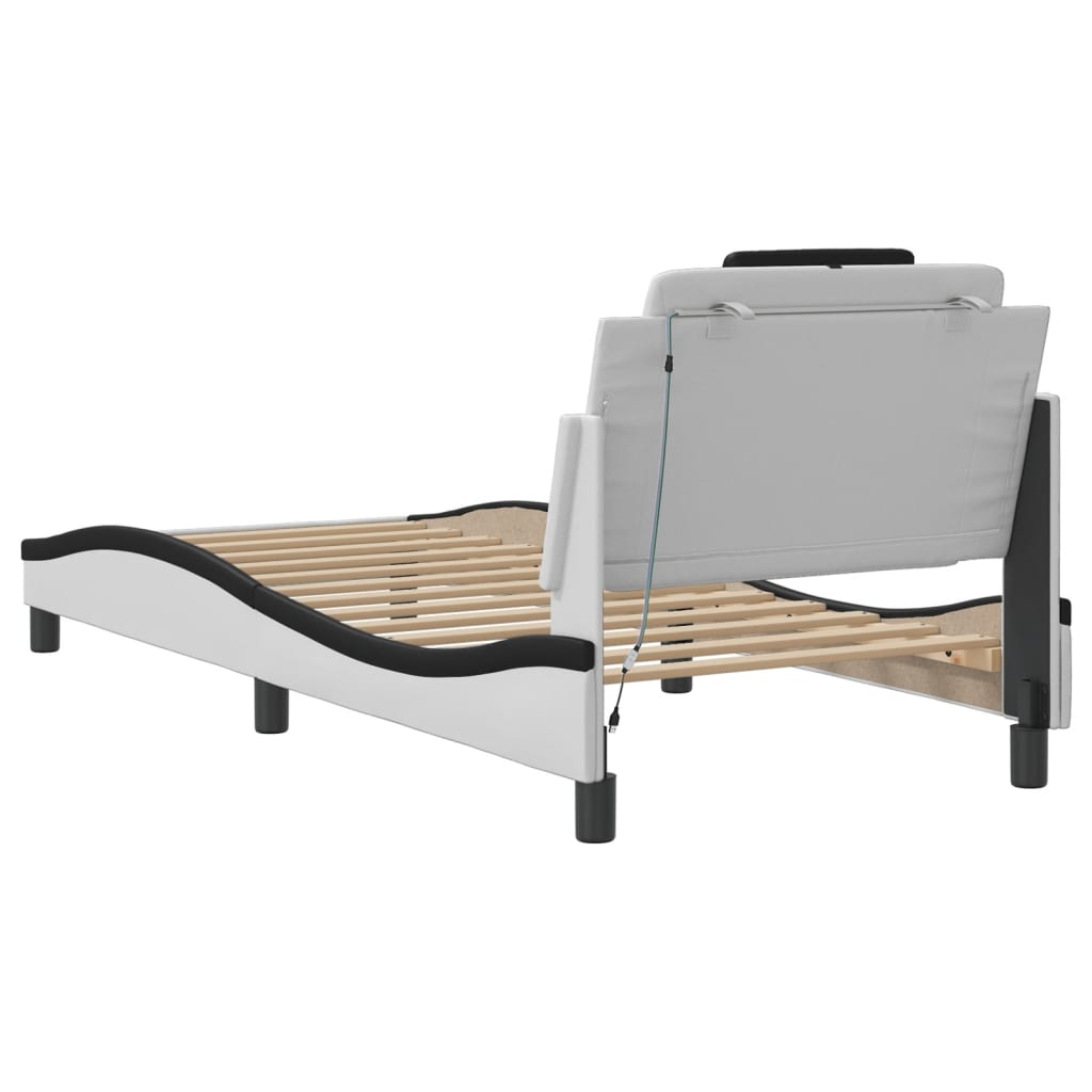 Cadre de lit avec LED sans matelas blanc et noir 90x200 cm - XIOS