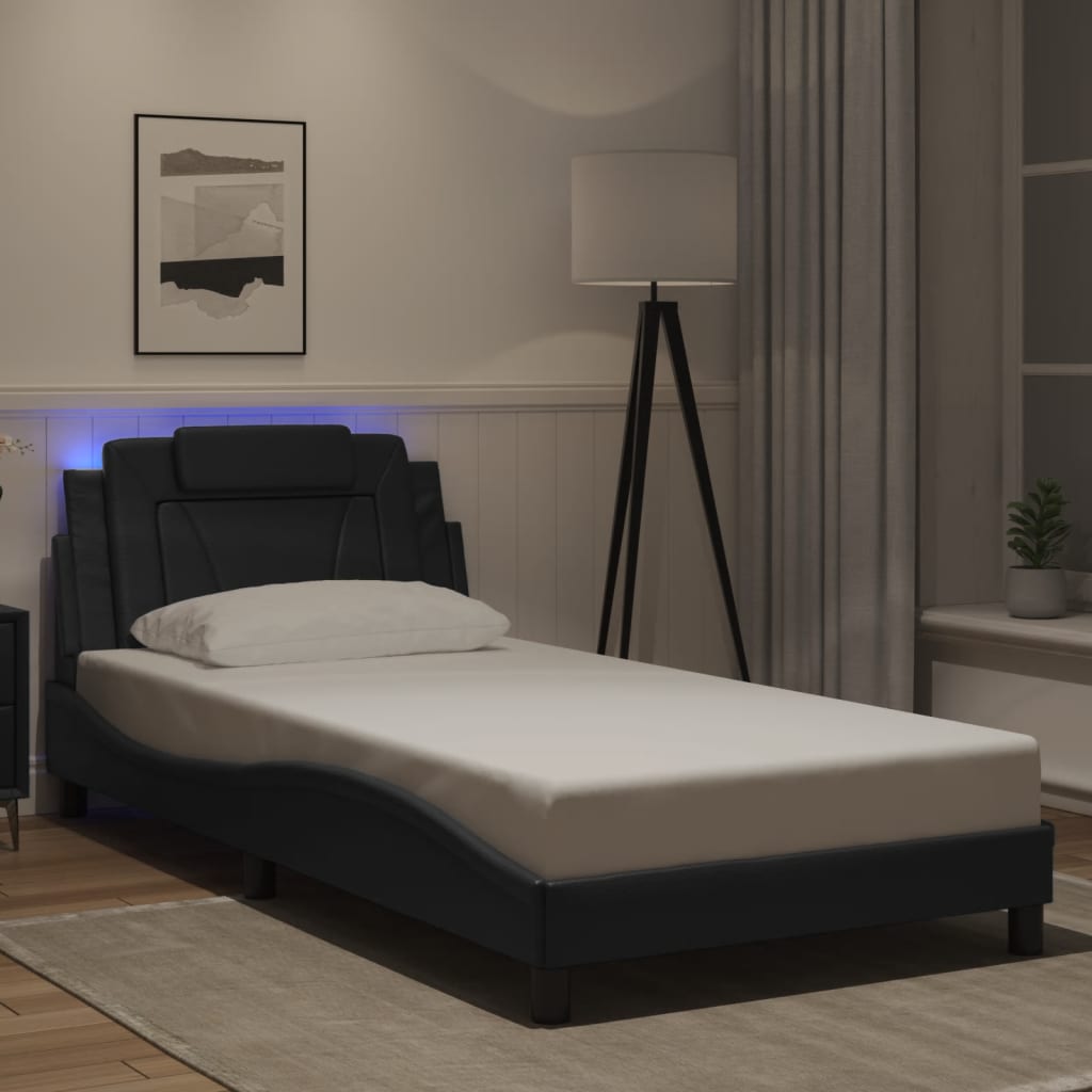 Cadre de lit avec LED sans matelas noir 100x200 cm - XIOS