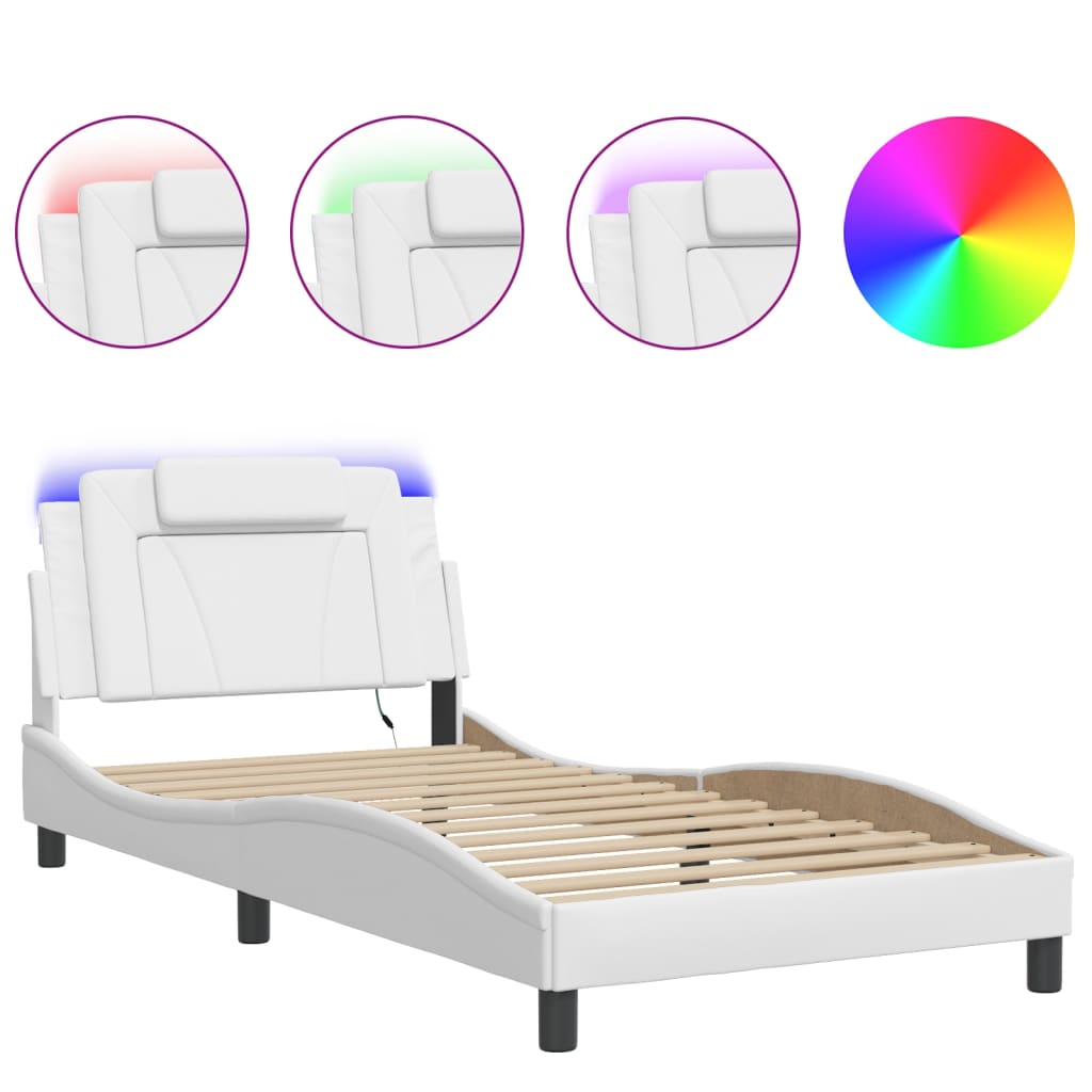 Cadre de lit avec LED sans matelas blanc 100x200 cm - XIOS