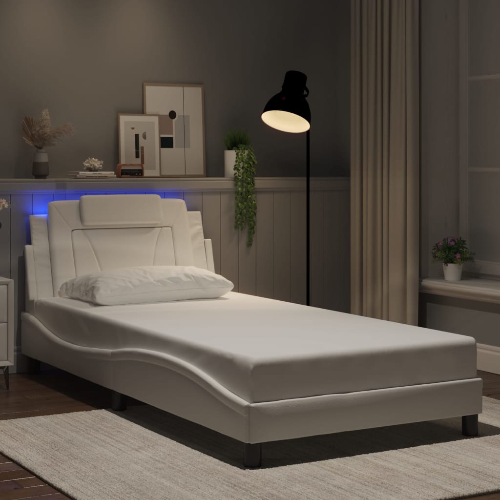 Cadre de lit avec LED sans matelas blanc 100x200 cm - XIOS
