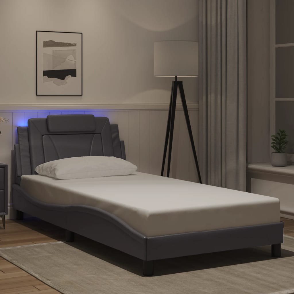 Cadre de lit avec LED sans matelas gris 100x200 cm - XIOS