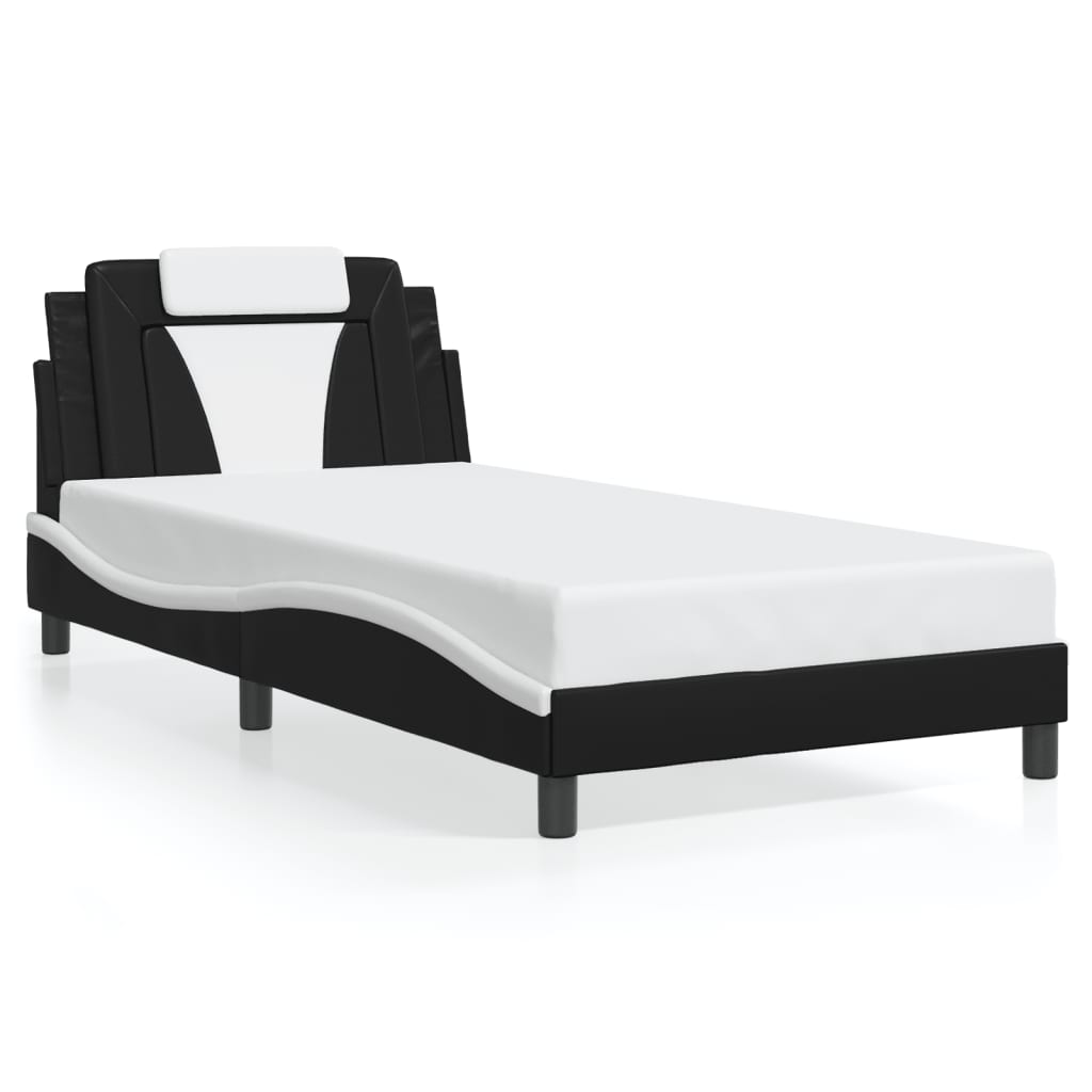 Cadre de lit avec LED sans matelas noir et blanc 100x200 cm - XIOS