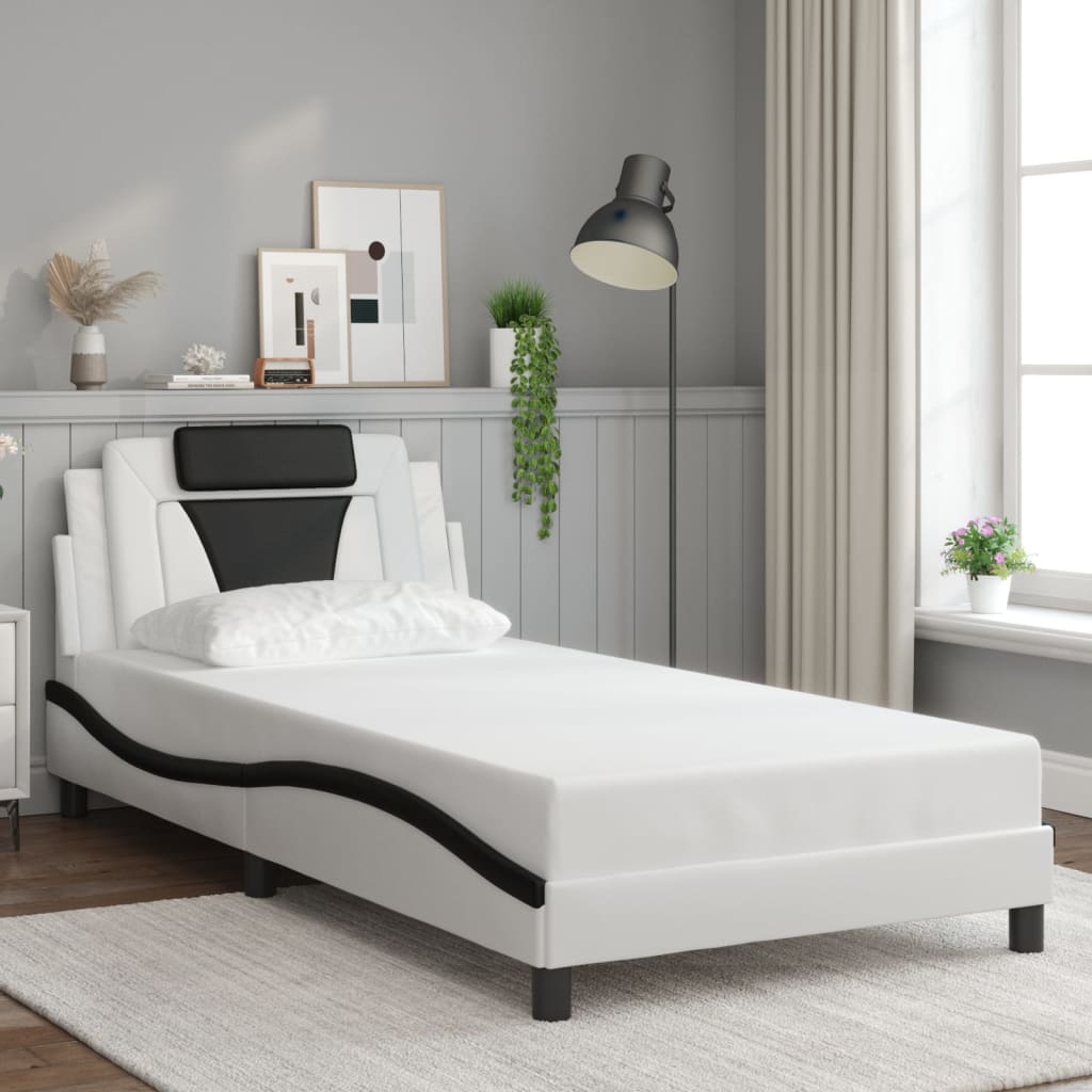 Cadre de lit avec LED sans matelas blanc et noir 100x200 cm - XIOS