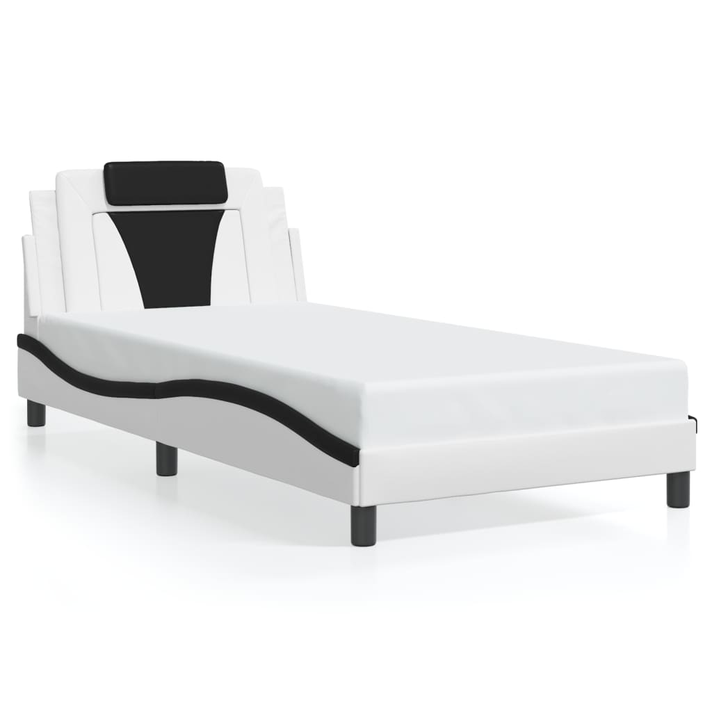 Cadre de lit avec LED sans matelas blanc et noir 100x200 cm - XIOS