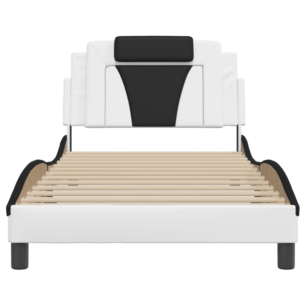 Cadre de lit avec LED sans matelas blanc et noir 100x200 cm - XIOS