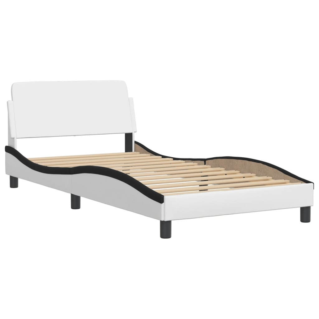 Cadre de lit avec LED sans matelas blanc et noir 100x200 cm - XIOS