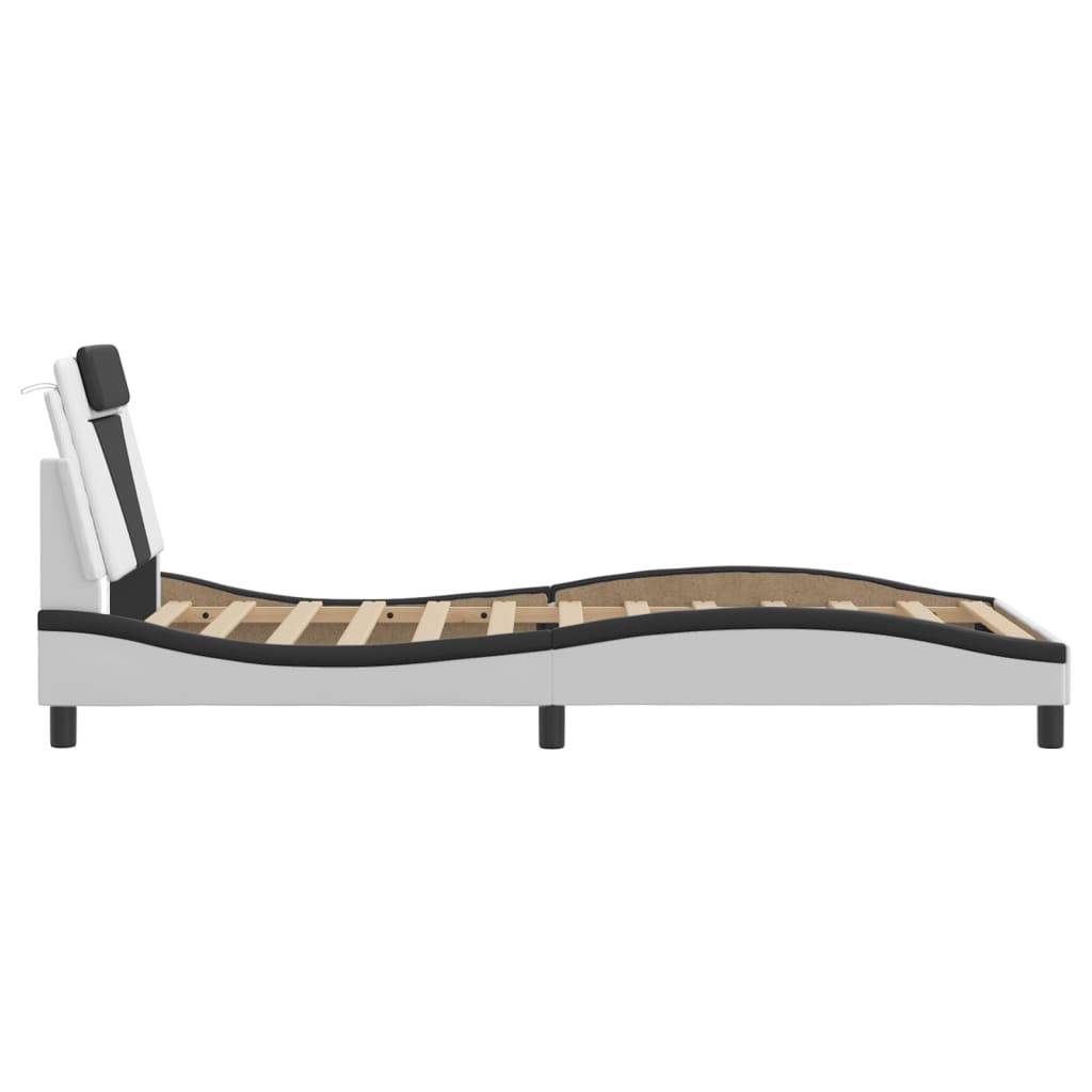 Cadre de lit avec LED sans matelas blanc et noir 100x200 cm - XIOS