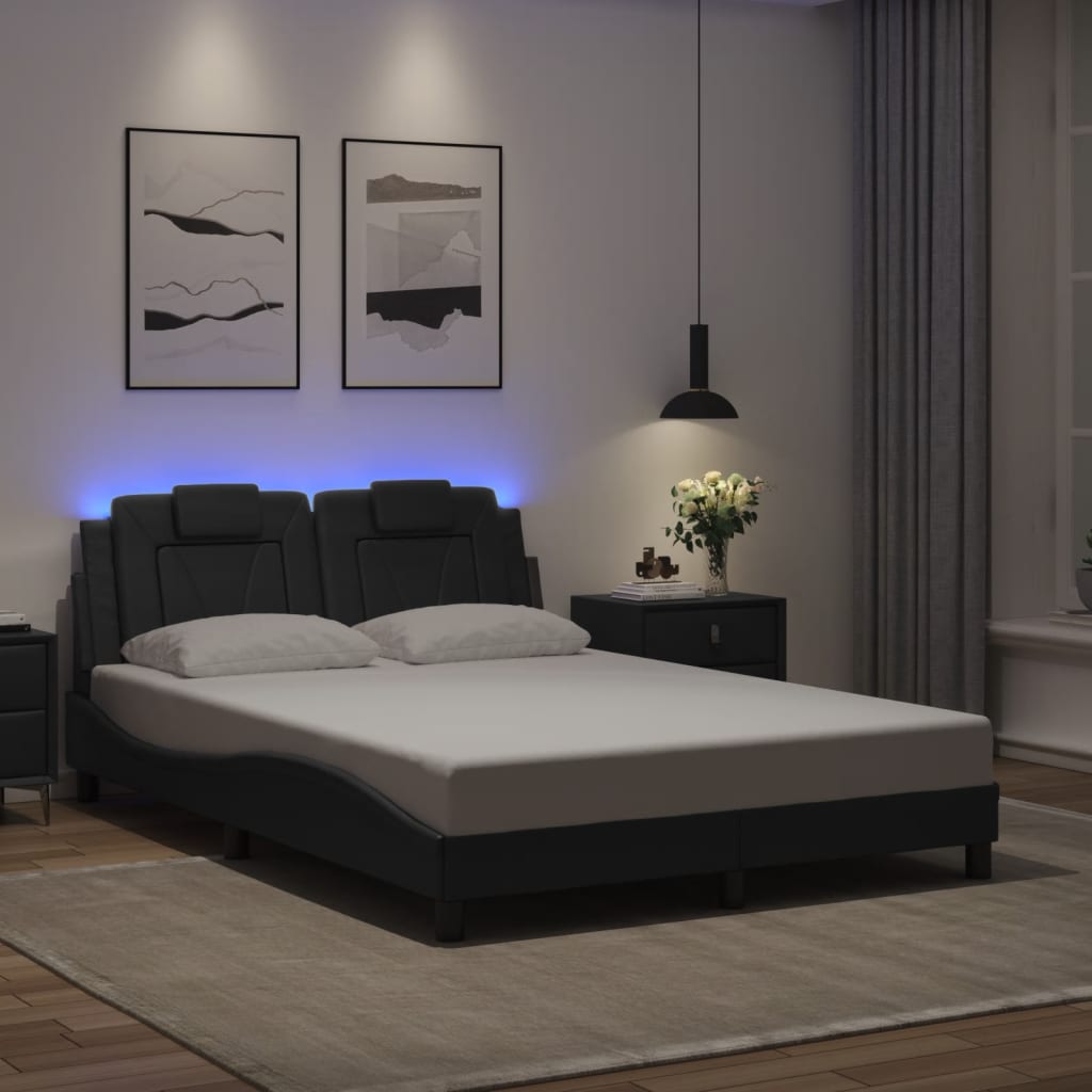 Cadre de lit avec LED sans matelas noir 120x200 cm - XIOS