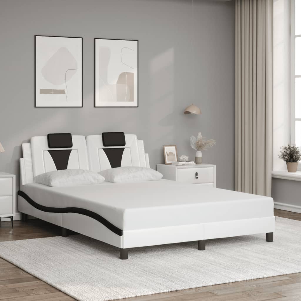 Cadre de lit avec LED sans matelas blanc et noir 120x200 cm - XIOS