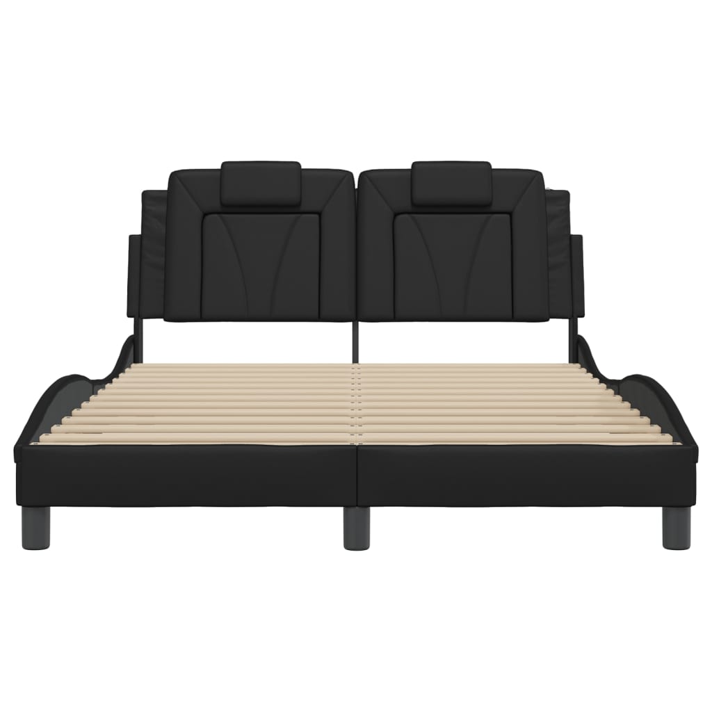 Cadre de lit avec LED sans matelas noir 140x190 cm - XIOS