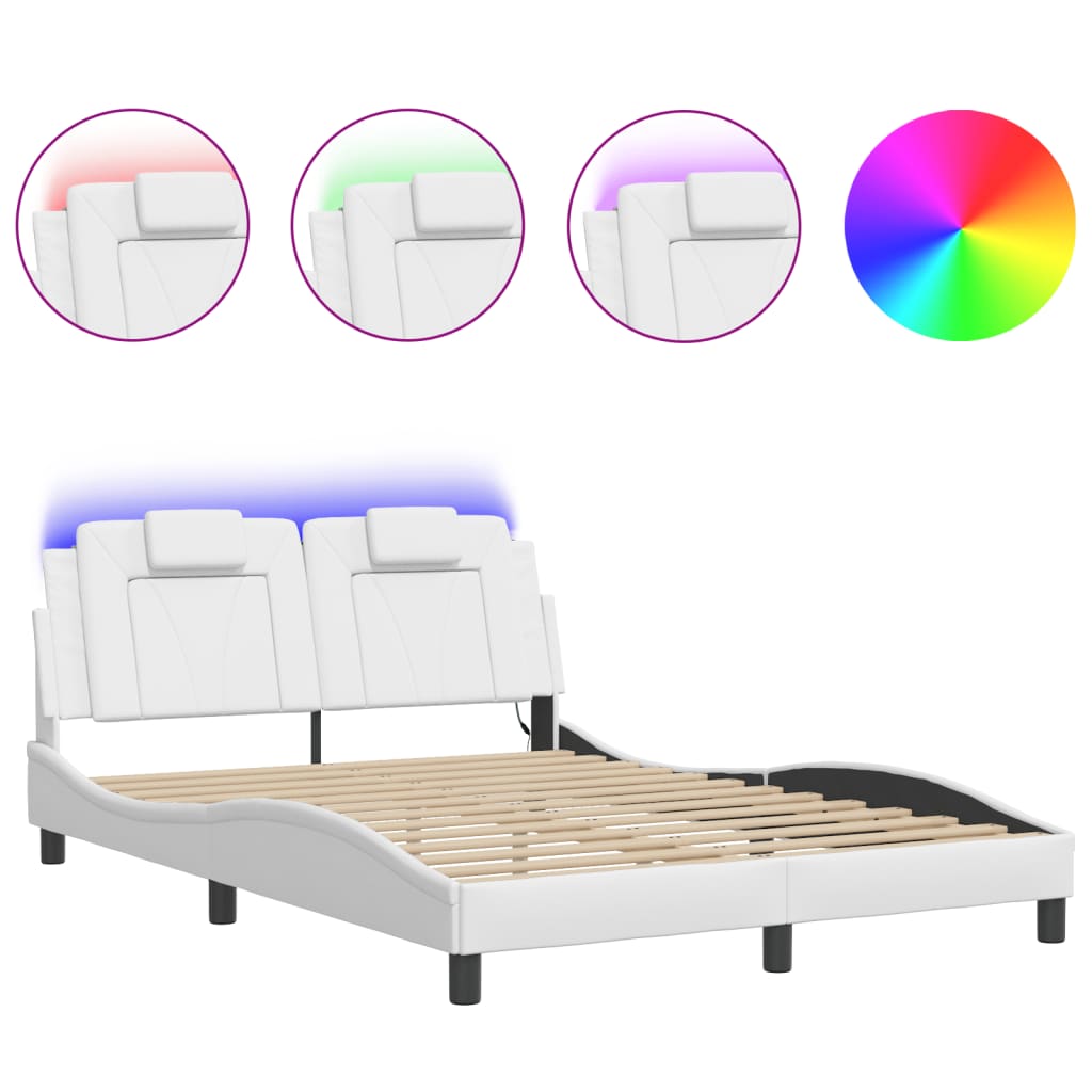 Cadre de lit avec LED sans matelas blanc 140x190 cm - XIOS