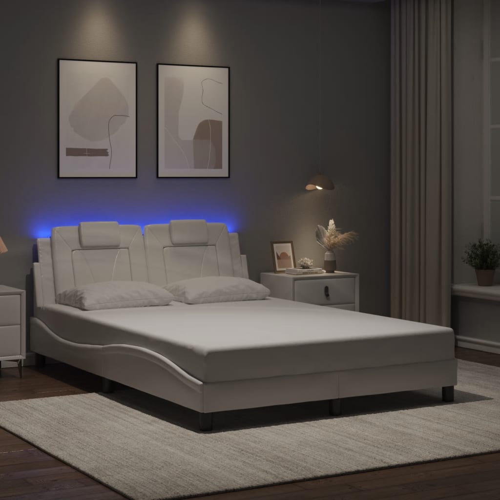 Cadre de lit avec LED sans matelas blanc 140x190 cm - XIOS