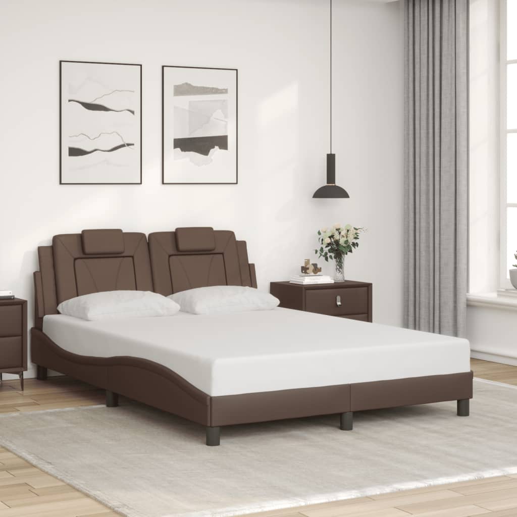 Cadre de lit avec LED sans matelas marron 140x190 cm - XIOS