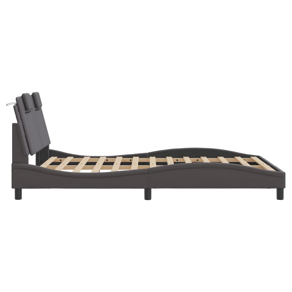 Cadre de lit avec LED sans matelas gris 140x190 cm - XIOS