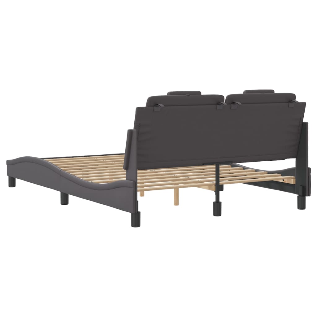 Cadre de lit avec LED sans matelas gris 140x190 cm - XIOS