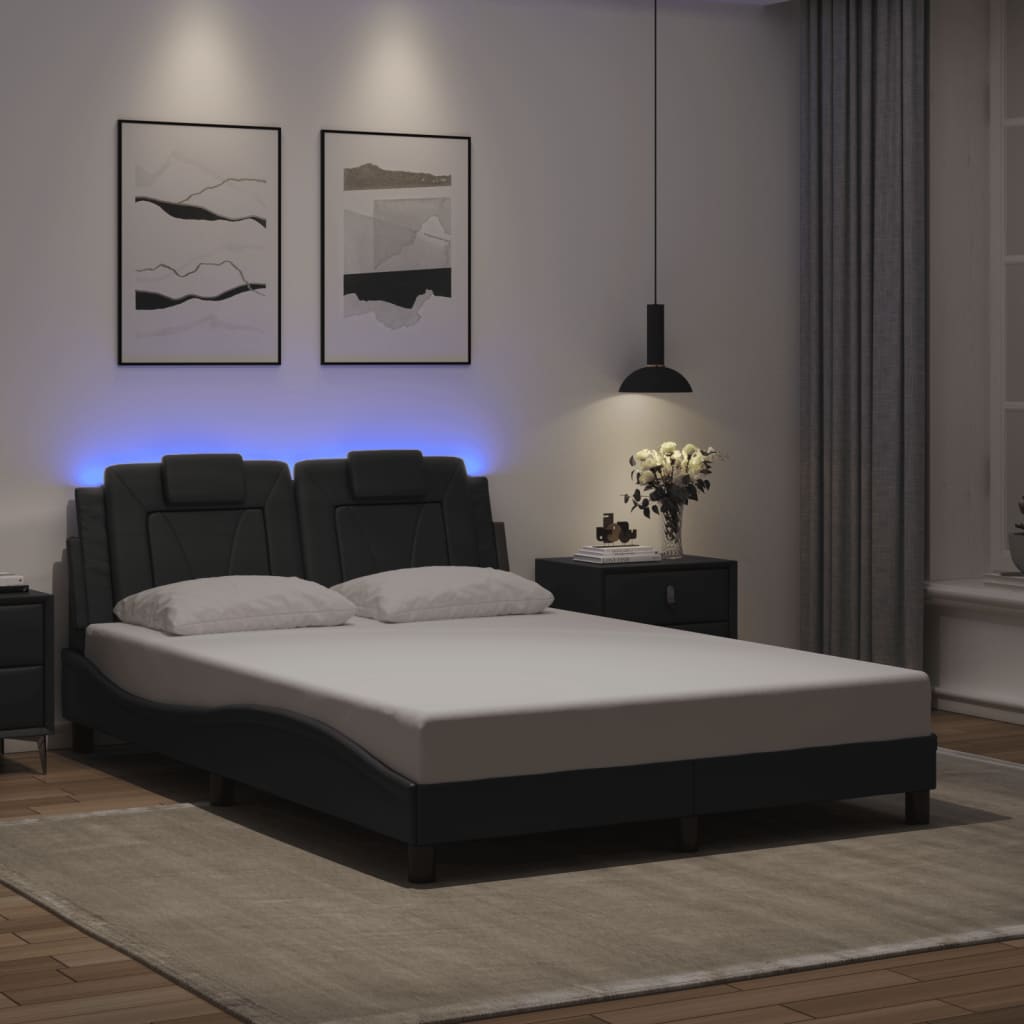 Cadre de lit avec LED sans matelas gris 140x190 cm - XIOS