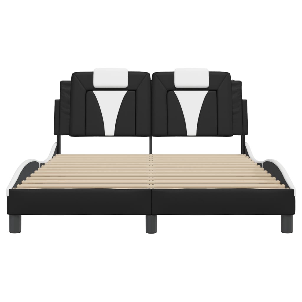 Cadre de lit avec LED sans matelas noir et blanc 140x190 cm - XIOS