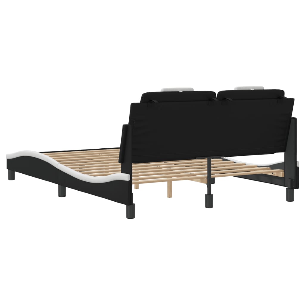 Cadre de lit avec LED sans matelas noir et blanc 140x190 cm - XIOS