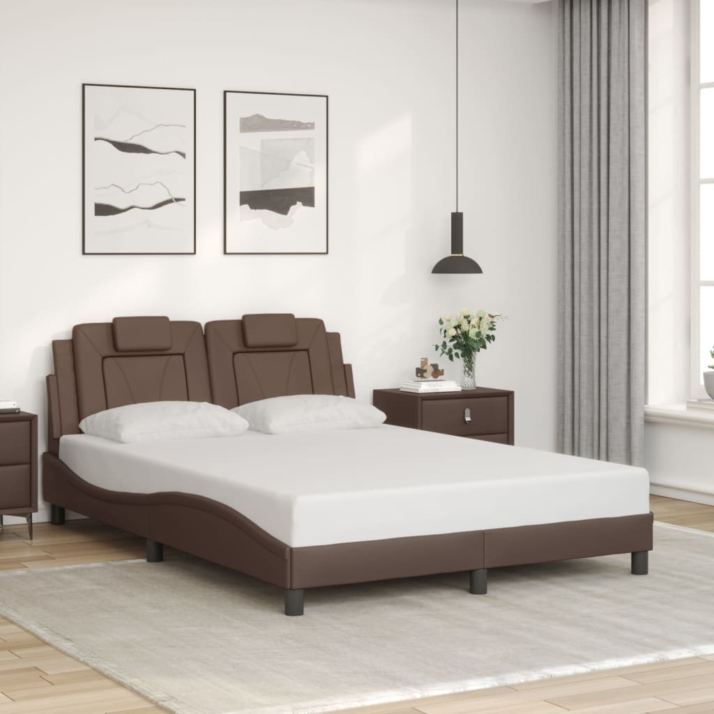 Cadre de lit avec LED sans matelas marron 140x200 cm - XIOS