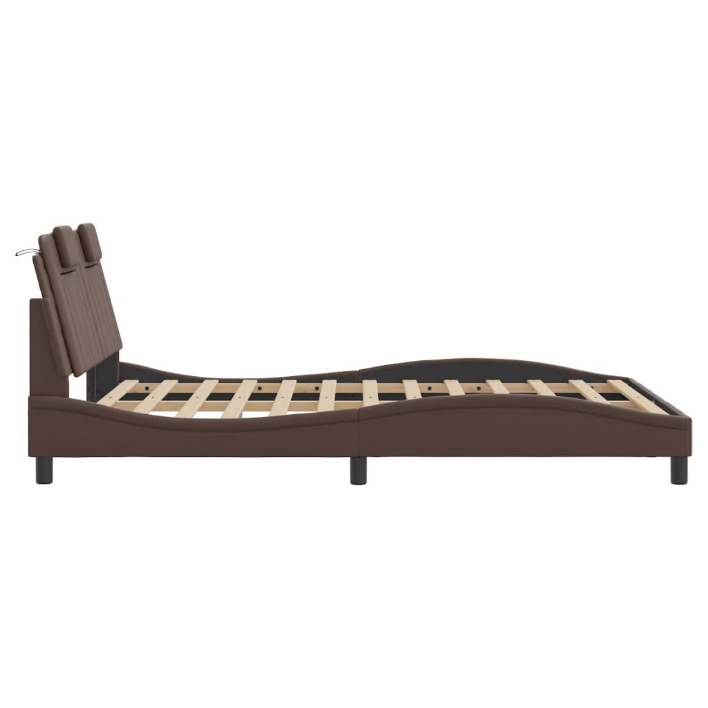Cadre de lit avec LED sans matelas marron 140x200 cm - XIOS