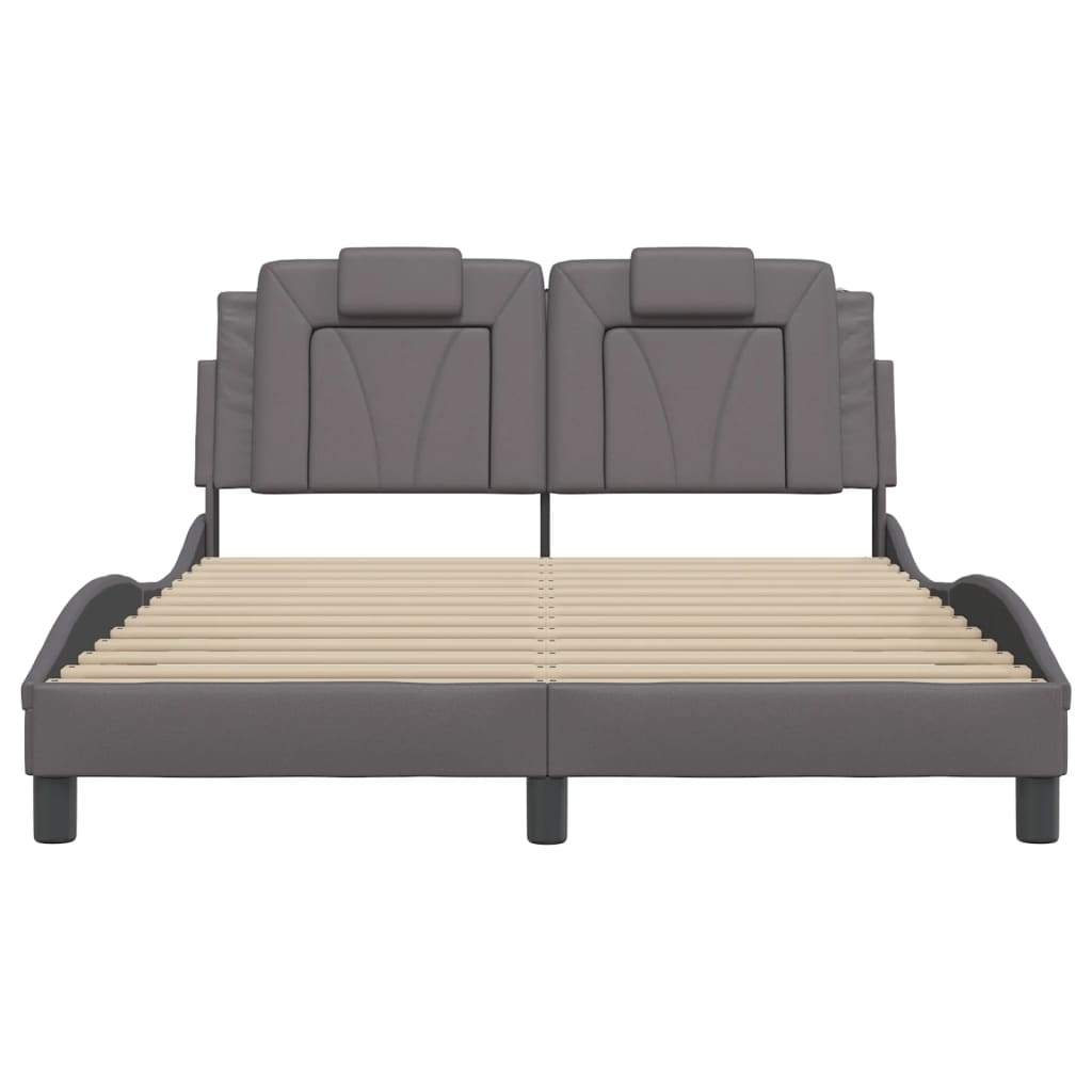 Cadre de lit avec LED sans matelas gris 140x200 cm - XIOS
