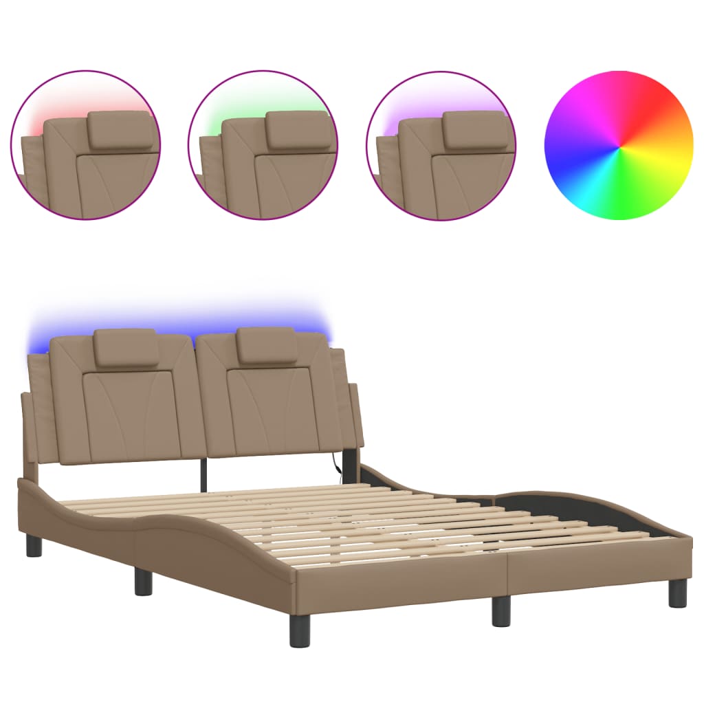 Cadre de lit avec LED sans matelas cappuccino 140x200 cm - XIOS